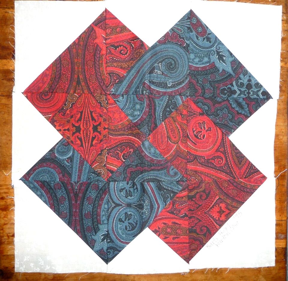 Lot of 2 Signed Sampler Quilt Blocks  12.5 x 12.5 inches - Image 1 of 4