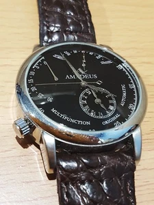 Amadeus Automatic Complex Mutifunction Uhr Dual Time echt Handarbeit Leder - Bild 1 von 12