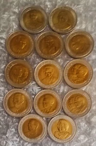 Thailand Money 10-Baht Commemorative Coins Lot = 13, 1957-2017, King X = 1 Coin - Picture 1 of 24