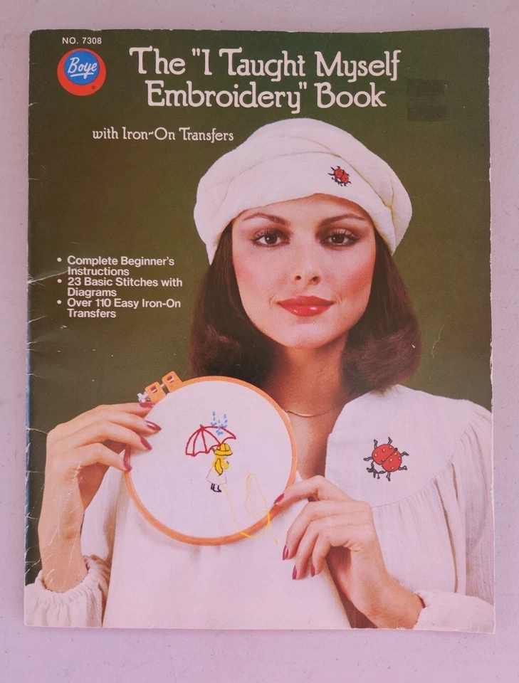 VTG 1975 I Taught Myself Embroidery Book 110 Transfers Mushrooms Anthropomorphic - Image 1 of 4