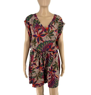 RIU Paris Donna Colorati Floreale Scollo V Tuta Playsiut Taglia Eu 44 UK 16 14 - Immagine 1 di 4