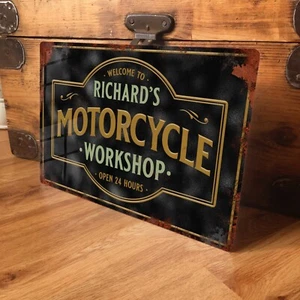 Personalisiertes Metallschild Motorrad Werkstatt Vintage Retro Geschenk - 200x305mm - Bild 1 von 7