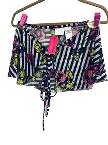 NWT Betsey Johnson Capezio PS Mesh Swim Skirt Coverup Wrap Tie Pink Cabbage Rose - Picture 1 of 8
