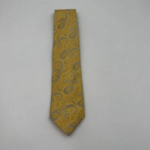 Parisian Signature 100% Silk Yellow & Blue Paisley Tie - Picture 1 of 5