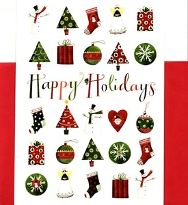 Red & Green Happy Holidays Remember Favorite Things Christmas Cards - Set of 12 - Picture 1 of 3