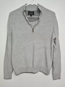 Nordstrom Sweater Mens Small Light Grey Long Sleeve 1/4 Zip Pullover Cashmere - Picture 1 of 7