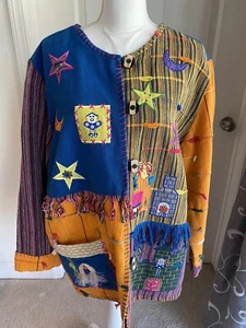 Maggie Barnes Size 1X 1XL 16 Jacket Blazer Art to Wear 3D Embroidered Halloween - Picture 1 of 7