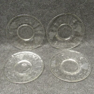 4 Vintage geätzte Trauben gerippt Klarglas Beilagenschale Untertasse Teller Teller 6-1/8" - Bild 1 von 7