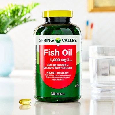 Spring Valley Fish Oil Omega-3 Softgels, 1000mg 300ct, Supports Heart Health - Image 1 of 4