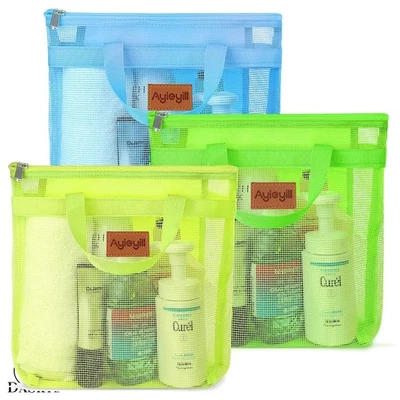 Stylish 3 Pcs Portable Shower Caddy - Lightweight Mesh Tote for Home & Beach - Image 1 of 4