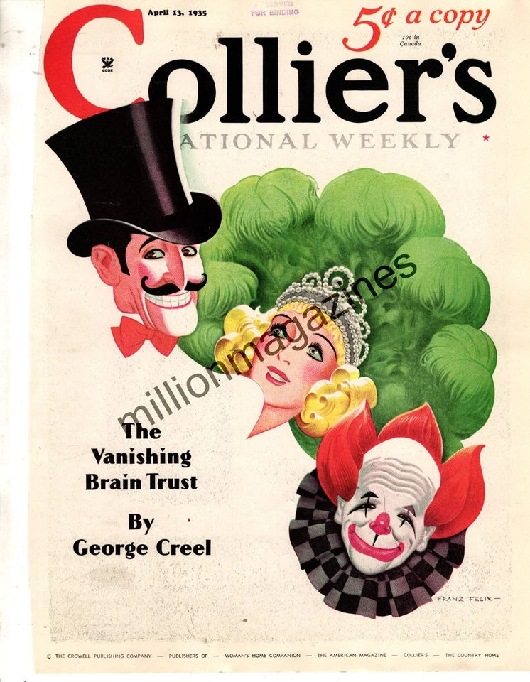 1935 Colliers April 13 - G K Chesterton; Bulls of Mauna Loa; Joe Cronin Baseball - Image 1 of 1