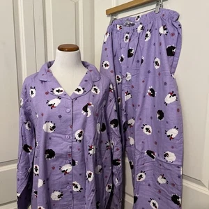 Dreams & Co Purple 2 Piece Pajama Set Cotton Sheep Print Size 2X 26/28 - Picture 1 of 14