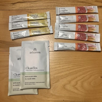 Arbonne Energy Fizz Sticks/Clean Tox - Paquete de 2 variedades de sabores - 10 porciones Foto 1 de 4