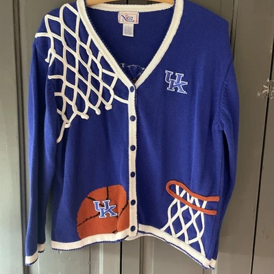 Vintage University Kentucky Basketball Wildcats Cardigan Sweater L Womens Blue - Image 1 of 4