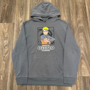 Vintage Naruto Shippuden Hoodie Men's Large Gray Shonen Jump Anime VIZ Media Y2K - Picture 1 of 8