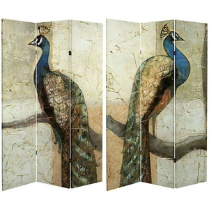 6 ft. Tall Double Sided Peacocks Canvas Room Divider - Picture 1 of 4