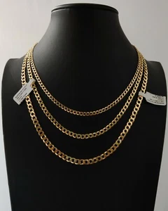 Cadena de eslabones cubanos de oro amarillo real de 10K, cadena de bordillo cubano de Miami, cadena de oro  - Imagen 1 de 6