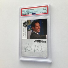 Paul Rudd 2013 Press Pass Parks and Recreation Autograph BLACK Ink Card PSA 9