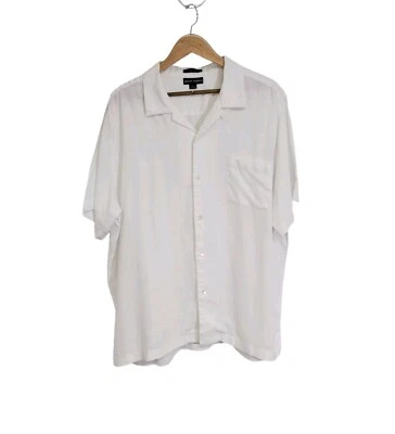 Camisa Grant Thomas blanca de lino puro manga corta con botones talla XXL  Foto 1 de 4