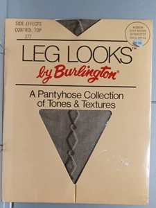 Vintage Burlington Pantyhose Leg Looks Textured Black Small Stockings 392 New - Picture 1 of 2