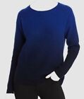 $195 C by Bloomingdale's Womens Blue Black Crew-Neck Dip-Dye Cashmere Sweater XS