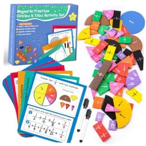 Magnetic Fraction Tiles & Circles Activity Set, Math Manipulatives 4th Grade 1 - Picture 1 of 7