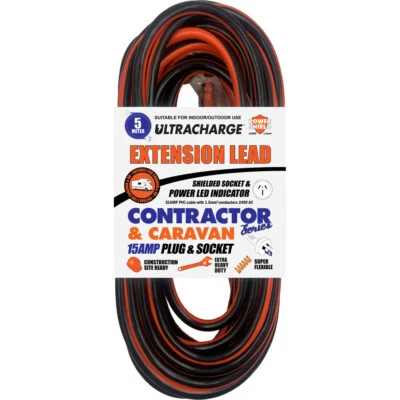 Ultracharge Contractor/Caravans Suitability Extension Lead Cord 5m 15A - image 1 of 3