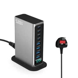 520W GaN Multi USB Charger 8 Port QC3.0 USB Type C PD 100W Fast Charging Station - Picture 1 of 14