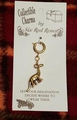 Dinosaur Charm by Six Red Roses necklace, bracelet or zipper pull Made In SD USA - Image 1 of 4