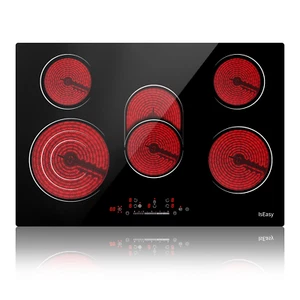 Placa vitrocerámica 5 placas 77 cm placa eléctrica empotrada asador autosuficiente negro - Imagen 1 de 9
