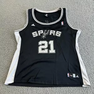 Vintage Tim Duncan Jersey Womens Large Black Adidas San Antonio Spurs #21 NBA - Picture 1 of 10