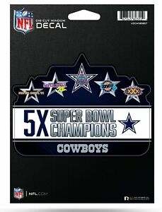 Dallas Cowboys 5" Decal Sticker 5X Time Champions Vinyl Auto Emblem Football