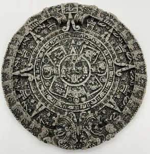 Vintage Aztec Mayan Sun Calendar Crushed Malachite Sunstone 7" Round Wall Art - Picture 1 of 8
