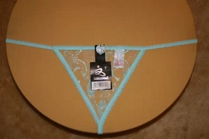 Very Sheer Blue G-String With Sheer Flowers, Cute Bow & Ruffles - No Size - Picture 1 of 2
