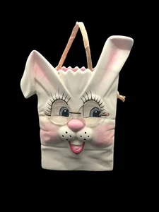 Hand-painted Bunny With Glasses Ceramic Planter Basket Easter Decor USA Made - Picture 1 of 10