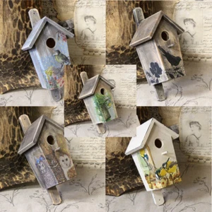 Vintage Vogelhaus 14x13x30,5cm Nistplatz Nistkasten Haus Vogel Handarbeit Shabby - Bild 1 von 6