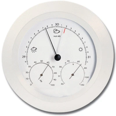 Hokco Weather Station  Barometer Thermometer Hygrometer 8.5 in. Round White - Image 1 of 4