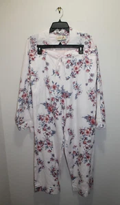 PAPINELLE WOMENS FLANNEL PAJAMA SET 2-PCS BUTTON-UP TOP FLORAL PINK & MLT SIZE M - Picture 1 of 7