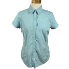 Columbia Women's Sky Blue Zipper Pocket Short Sleeve Button Up Shirt Size Medium