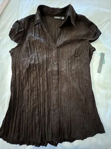 NEW Apt.9 Blouse Top Women's Large Sleeveless Button Front Blouse Brown NWT - Picture 1 of 15