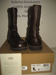 NEW UGG Australia Youth US 6 Women 8 Boys Unisex Erigon Chocolate Leather Boots - Picture 1 of 11