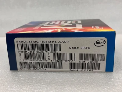 NEW ntel Core i7-6850K 6-Core 3.6 GHz LGA 2011-V3 140W Desktop CPU Processor - Image 1 of 2