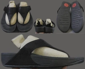 FitFlop LULU Toe Post Shimmer Check Sandals Women's Sz US 10 UK 8 EUR 42, Black - Picture 1 of 1