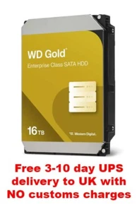 16TB Western Digital WD Gold (7200RPM, 3.5", SATA III, 512MB Cache) Internal - Afbeelding 1 van 1