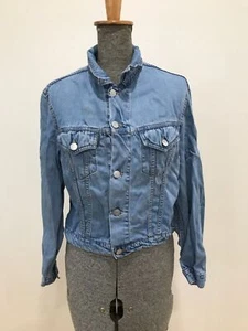 Kookai blue jeans denim casual jacket front pockets collar long sleeve M - Picture 1 of 9
