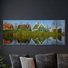 Glass Print Decoration Wall Art Tempered 125x50 Lakeside Houses in Netherlands