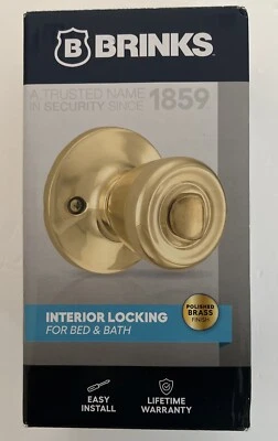 NUEVO Bloqueo interior Brinks (#2811-105) - Acabado latón pulido. Perilla de puerta de entrada Foto 1 de 4