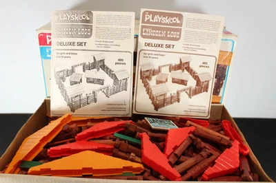VTG Original Playskool Lincoln Logs Deluxe Set Approx 405 Pcs W/ Box Toys R Us - Image 1 of 4