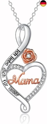 FAOMZQ Mama Geschenk, Gravur 925 Sterling Silber Halskette Geschenke für Mutter, Beste