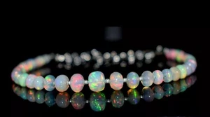 8" Natural Ethiopian Opal Beads Bracelet Welo Fire Opal Gemstone AAA Opal Beads  - Picture 1 of 5